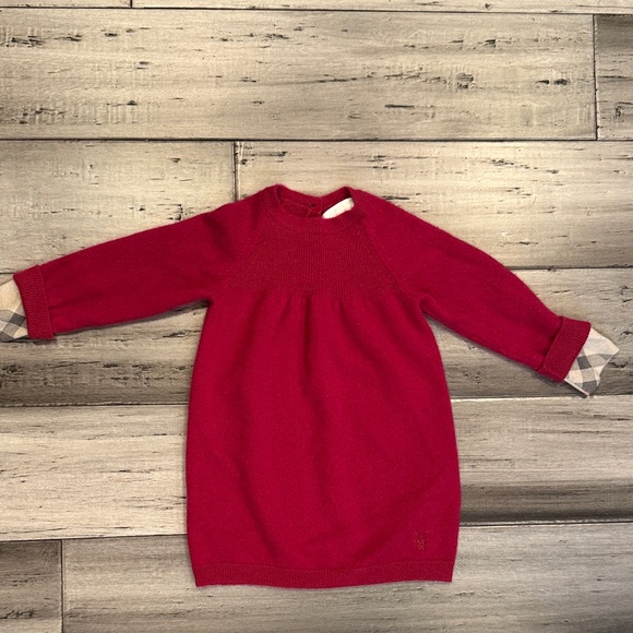 Burberry Kids Red Knit Long-Sleeve Dress - Picture 2 of 12